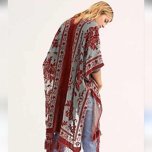 NWT Free People Nightbird Velvet Burnout Kimono Duster